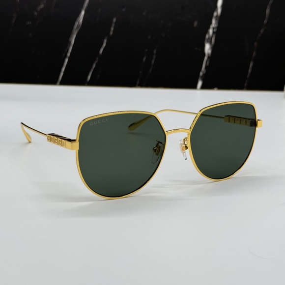 NEW GG1435SA 001 GUCCI GOLD GREY GEOMETRIC WOMEN GUCCI SUNGLASSES - Picture 5 of 13